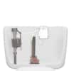 Two white and gray Fluidmaster toilet tank cleaning cartridges with hanging clips.