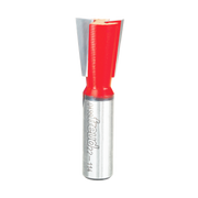 Freud 3/4" dovetail bit with red cutting head and silver metal shank for router use.