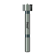 Freud Forstner bit with cylindrical steel shaft and flat cutting head with pointed center spur.