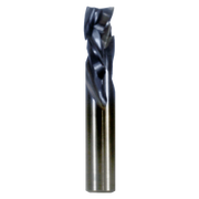 Black and gray triple compression router bit with spiral flutes and cylindrical shank.