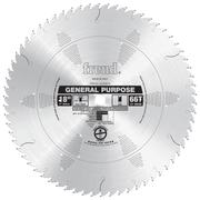 Freud 18" diameter circular saw blade with 66 carbide teeth and 1" arbor hole for general purpose cutting.