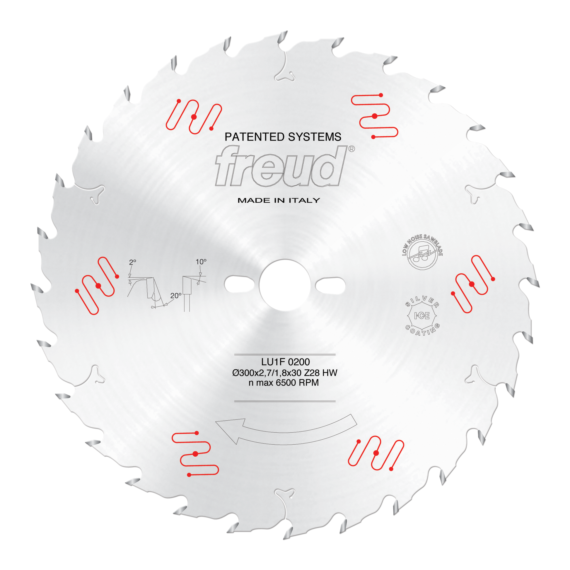 Freud 300mm carbide-tipped circular saw blade with 28 teeth for solid wood cutting, featuring thin kerf design.