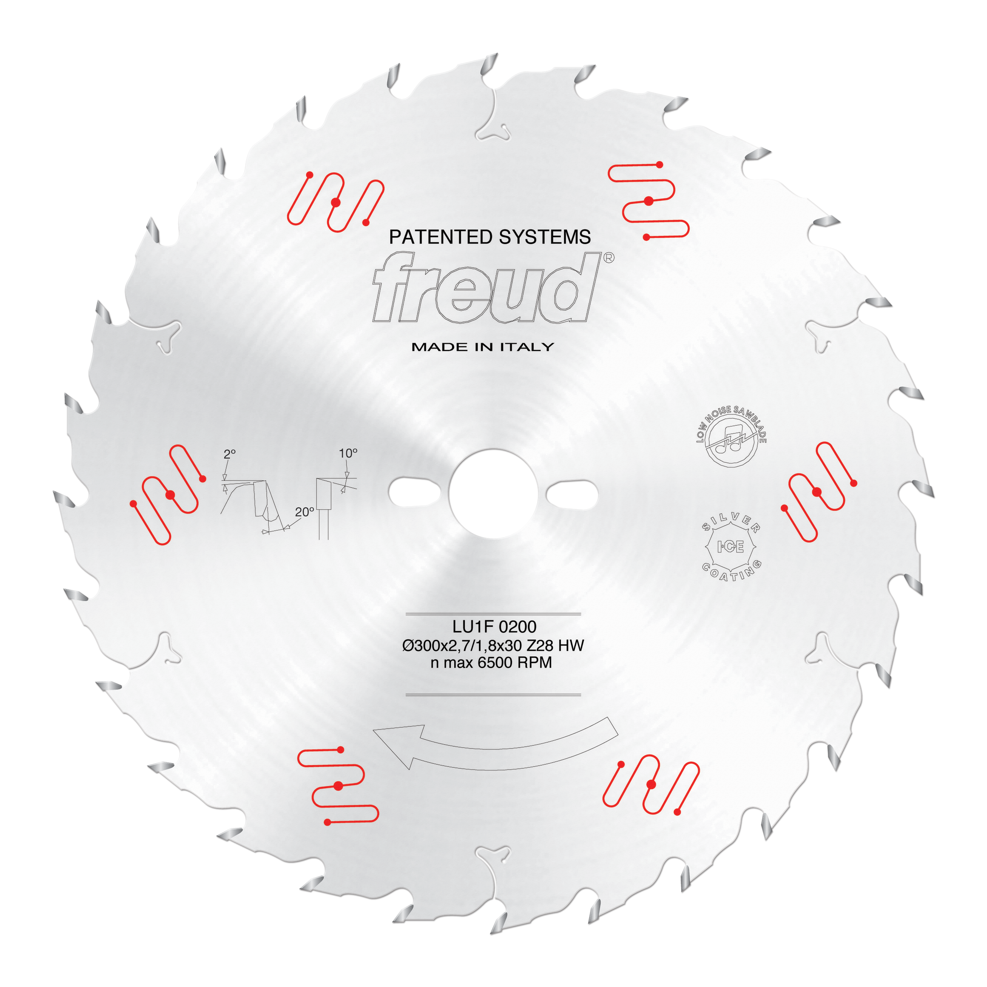 Freud 300mm carbide-tipped circular saw blade with 28 teeth for solid wood cutting, featuring thin kerf design.