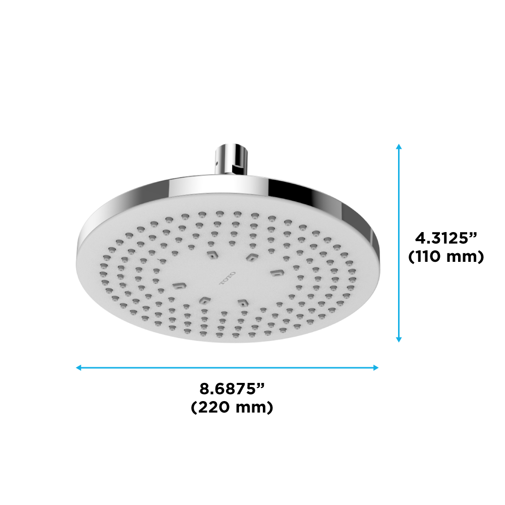 Toto G Series 2.5 GPM Single Spray 8.5 Inch Round Shower Head With Comfort Wave Technology, Polished Chrome
