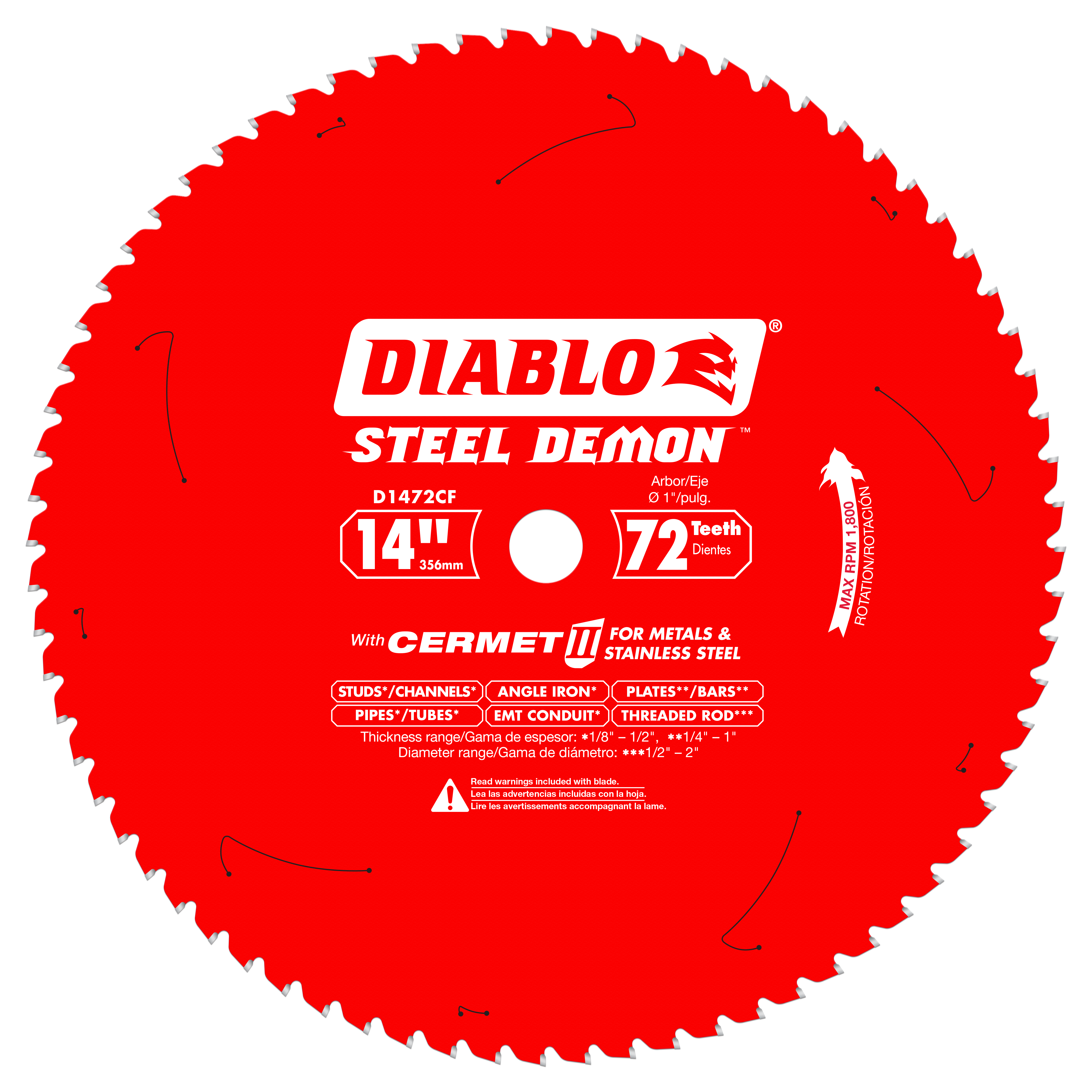 Diablo Steel Demon Cermet II 14 inch, 72-Teeth Saw Blade - D1472CF