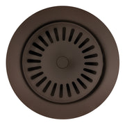 Cafe-colored metal basket strainer with radial slot pattern and center circle, top view.