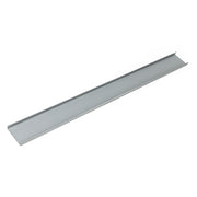 Gray PVC channel drain with curved sides and flat bottom, approximately 108 inches long.