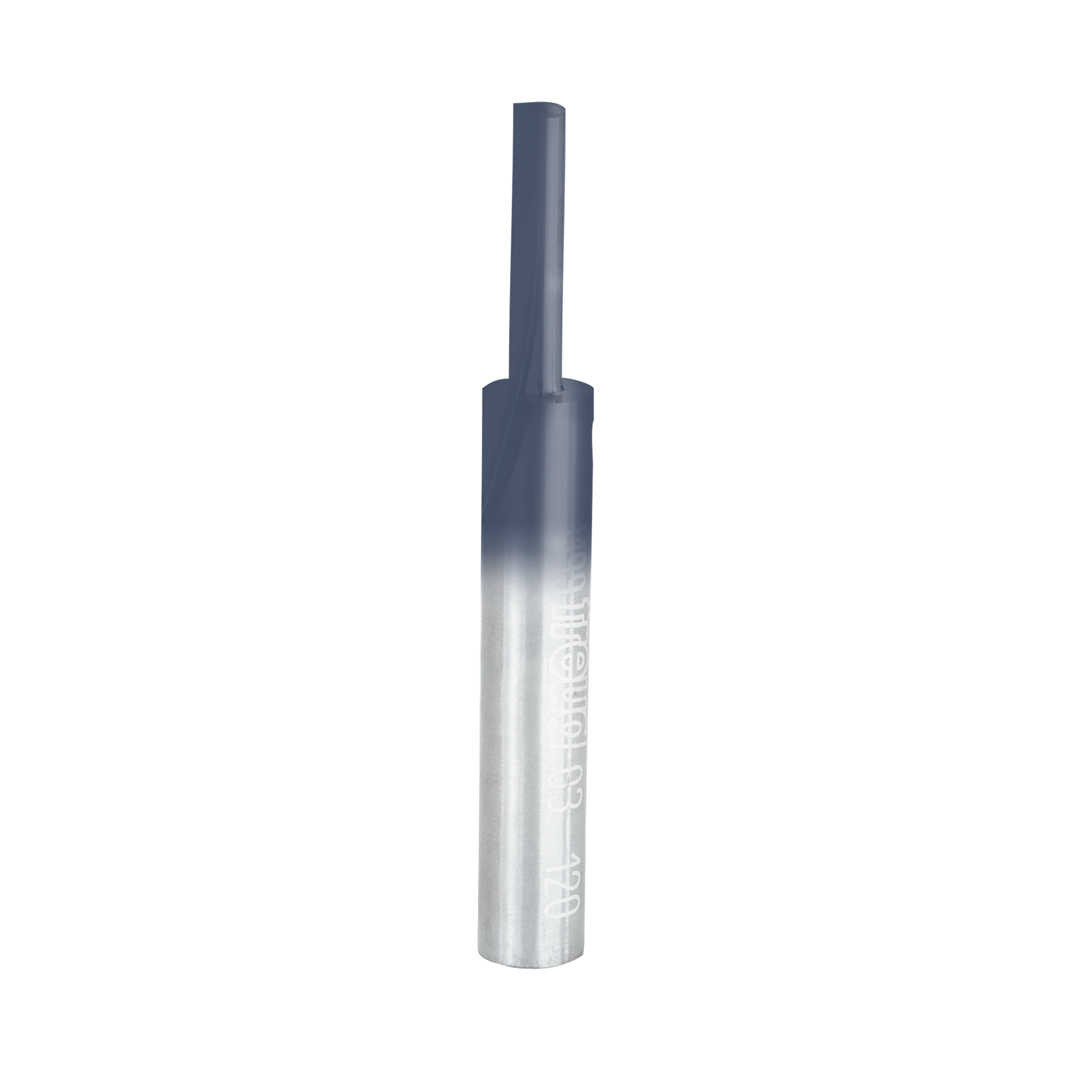 Freud 1/8" diameter single flute straight router bit with cylindrical cutting edge and metal shank.