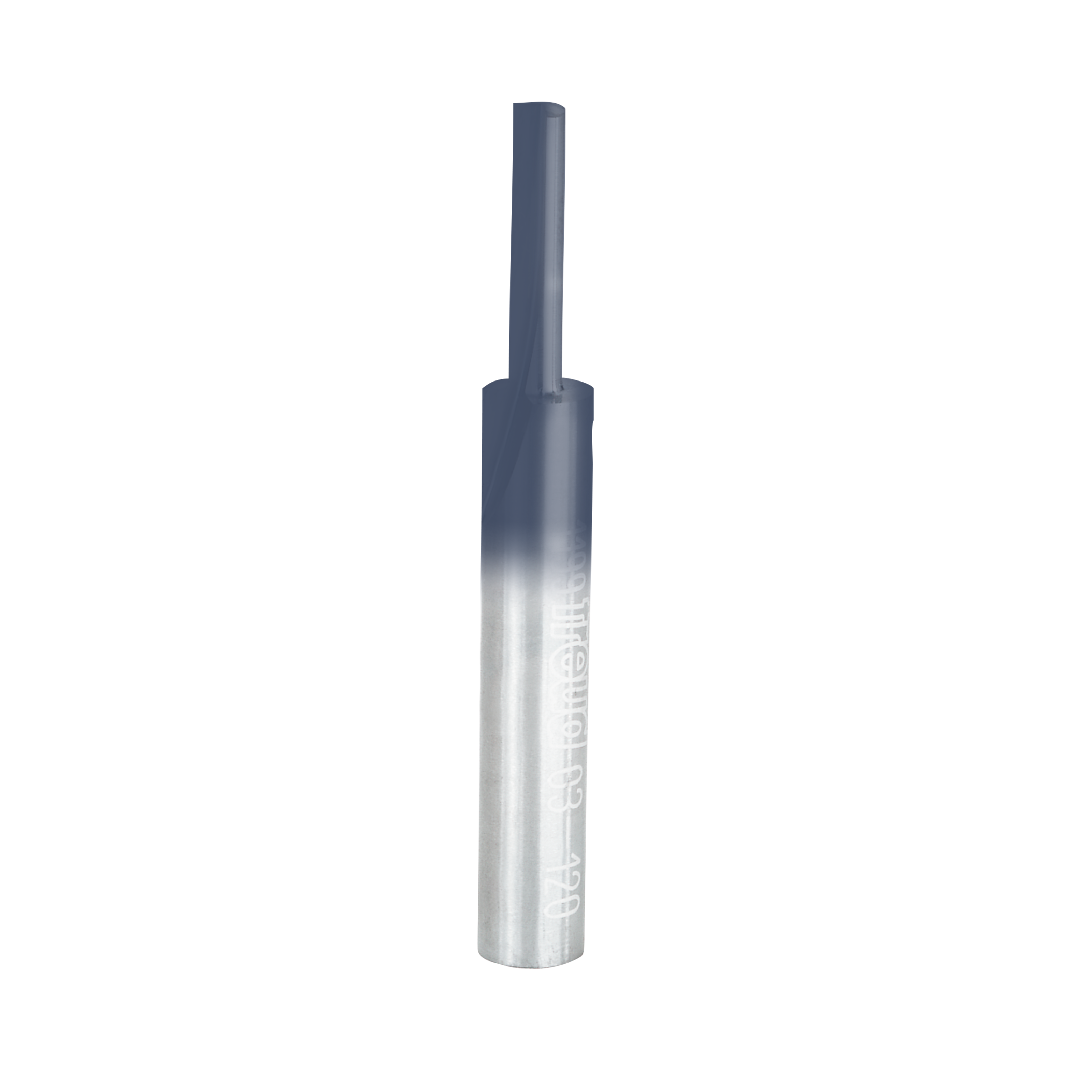 Freud 1/8" diameter single flute straight router bit with cylindrical cutting edge and metal shank.