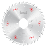 Freud 300mm circular saw blade with silver-gray finish, multiple teeth around perimeter, and center bore with mounting holes.