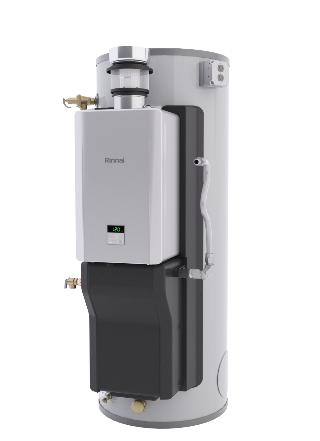 Rinnai Demand Duo R Series 199,000 BTU Indoor Natural Gas Hybrid Water Heater System with 80 Gallon Tank - CHS19980RECIN
