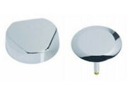 Chrome-finished traditional control trim with rounded square cap and separate rotary knob for toilet flush system.