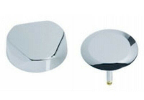 Chrome-finished traditional control trim with rounded square cap and separate rotary knob for toilet flush system.