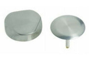 Brushed nickel traditional turn control trim with rounded knob cap and flat lever handle.