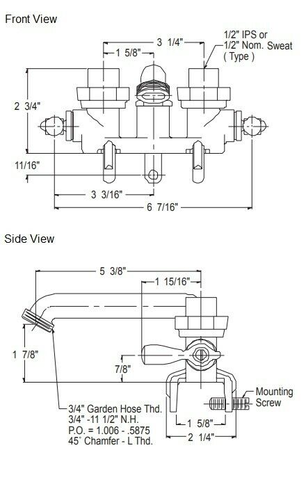 Gerber Classics 49-531 Clamp On Laundry Faucet - 1/2" Direct Sweat Connections