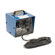 Blue General Wire Hot Shot 400 pipe thawer with black control panel and coiled black cable attached.