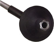 Black rubber toilet attachment head with metal connector and threaded port on metal shaft.
