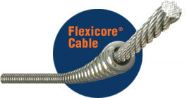 Flexicore cable with metal coil construction and threaded connector on end.