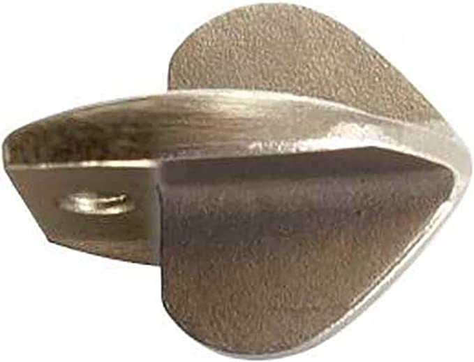 Metal spear head drill bit with pointed tip and mounting hole on side.