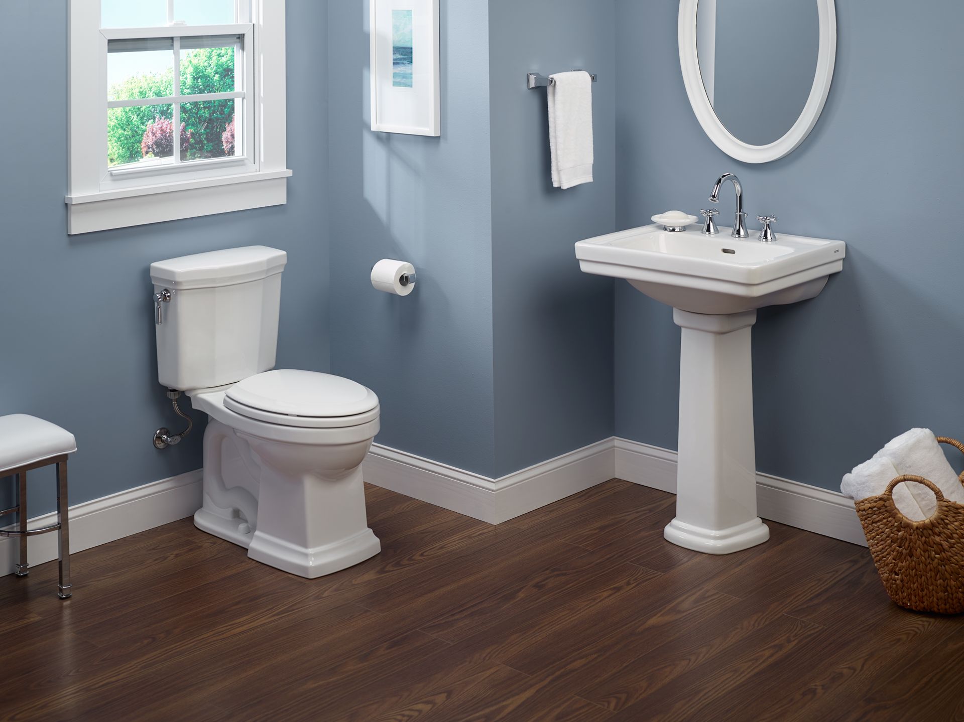 Toto Promenade II Two Piece Elongated Universal Height Toilet with CEFIONTECT and Right Hand Lever 1.28 GPF Less Seat in Cotton White