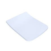 White square toilet seat and lid with rounded corners, shown at an angle against a white background.
