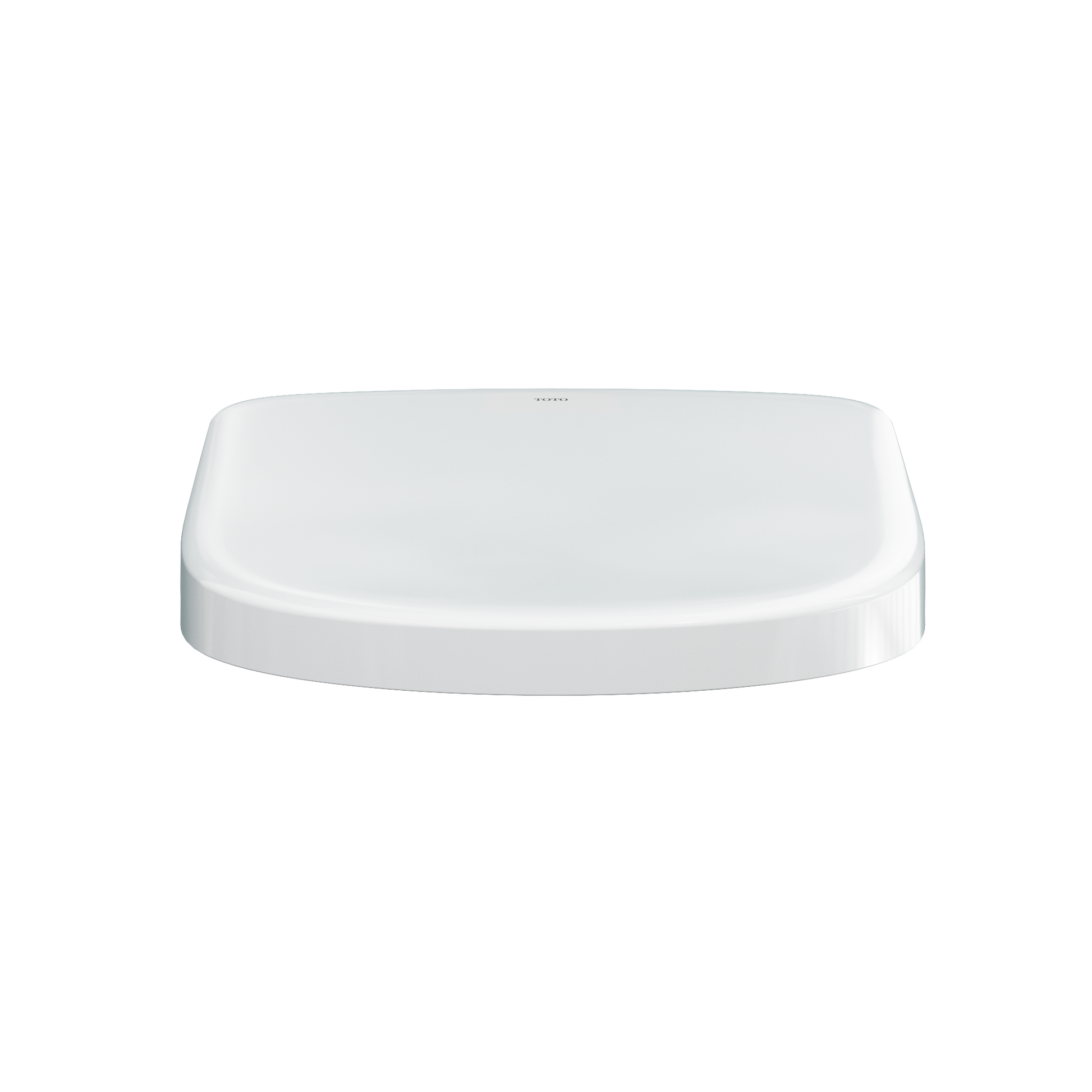Cotton white electronic bidet toilet seat with rounded bowl shape and control panel on lid.