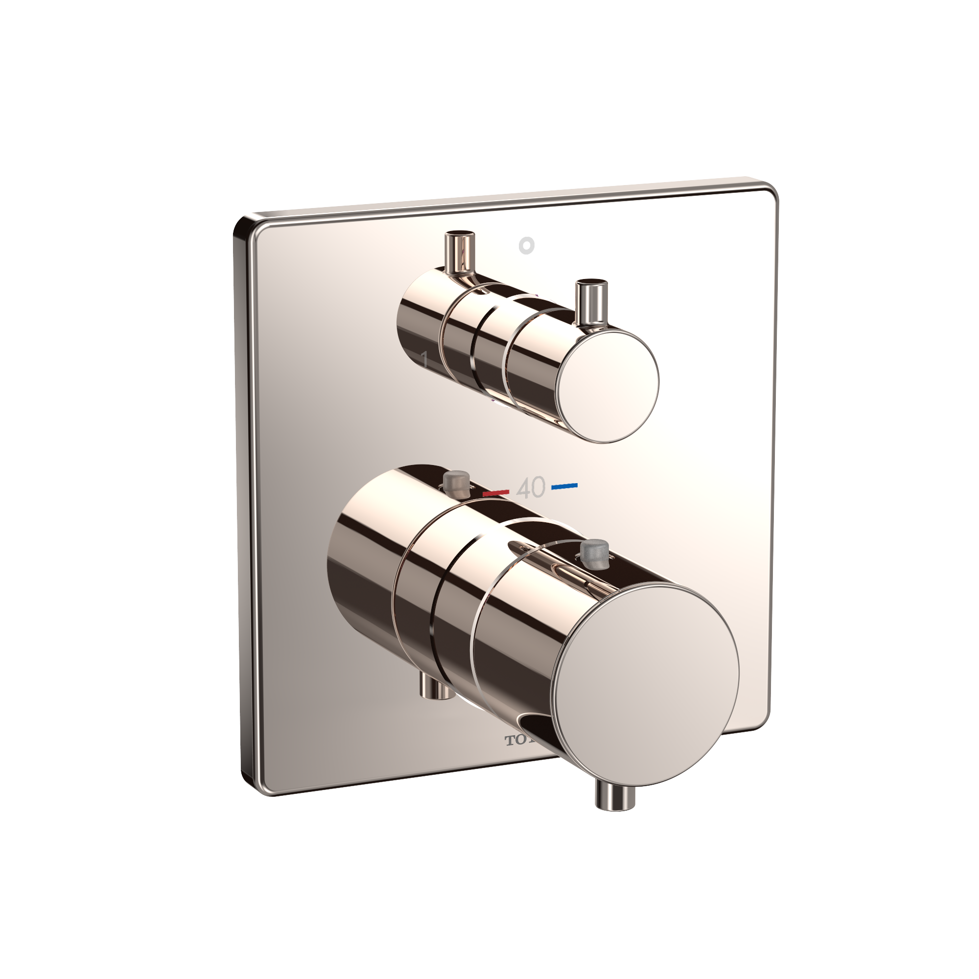 Toto Square Thermostatic Mixing Valve with Two-Way Diverter Shower Trim, Polished Nickel - TBV02404U#PN