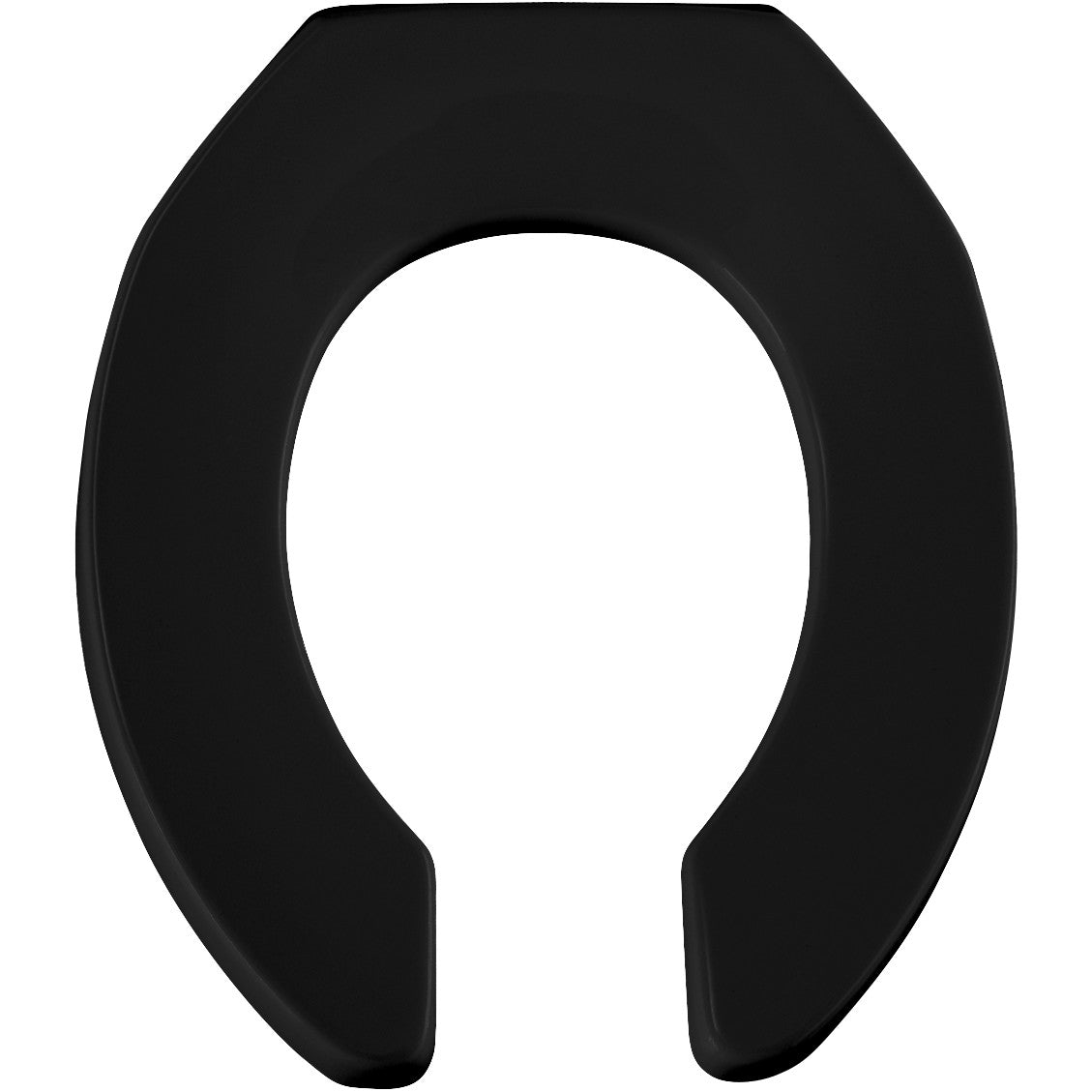 Bemis 955CT 047 Round Open Front Less Cover Commercial Plastic Toilet Seat in Black with STA-TITE Commercial Fastening System Check Hinge
