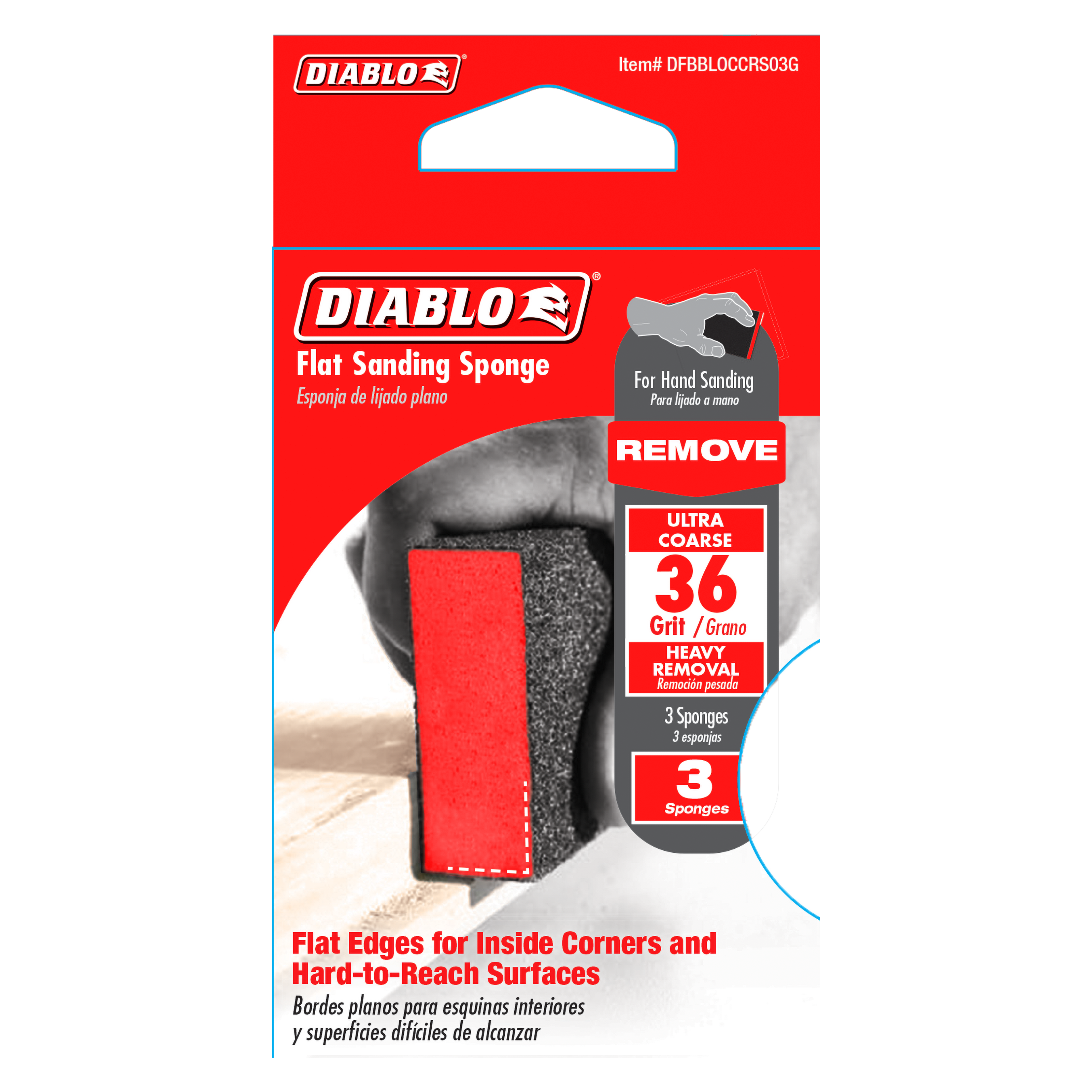 Diablo DFBBLOCCRS03G Flat 36-Grit (Ultra Coarse) Sanding Sponge (3-Piece)