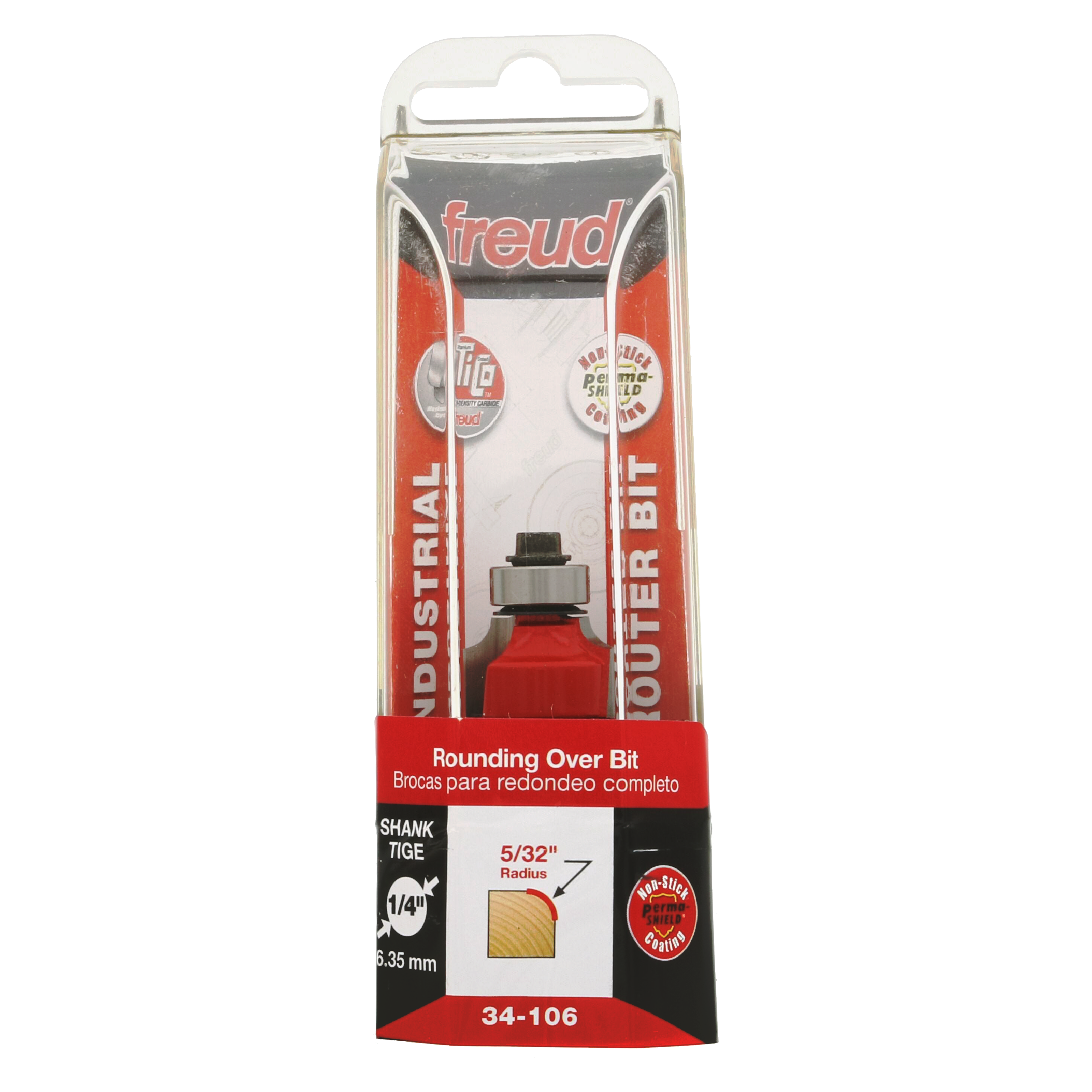 Freud 34-106 rounding over bit with 5/32" radius and 1/4" shank in retail packaging.