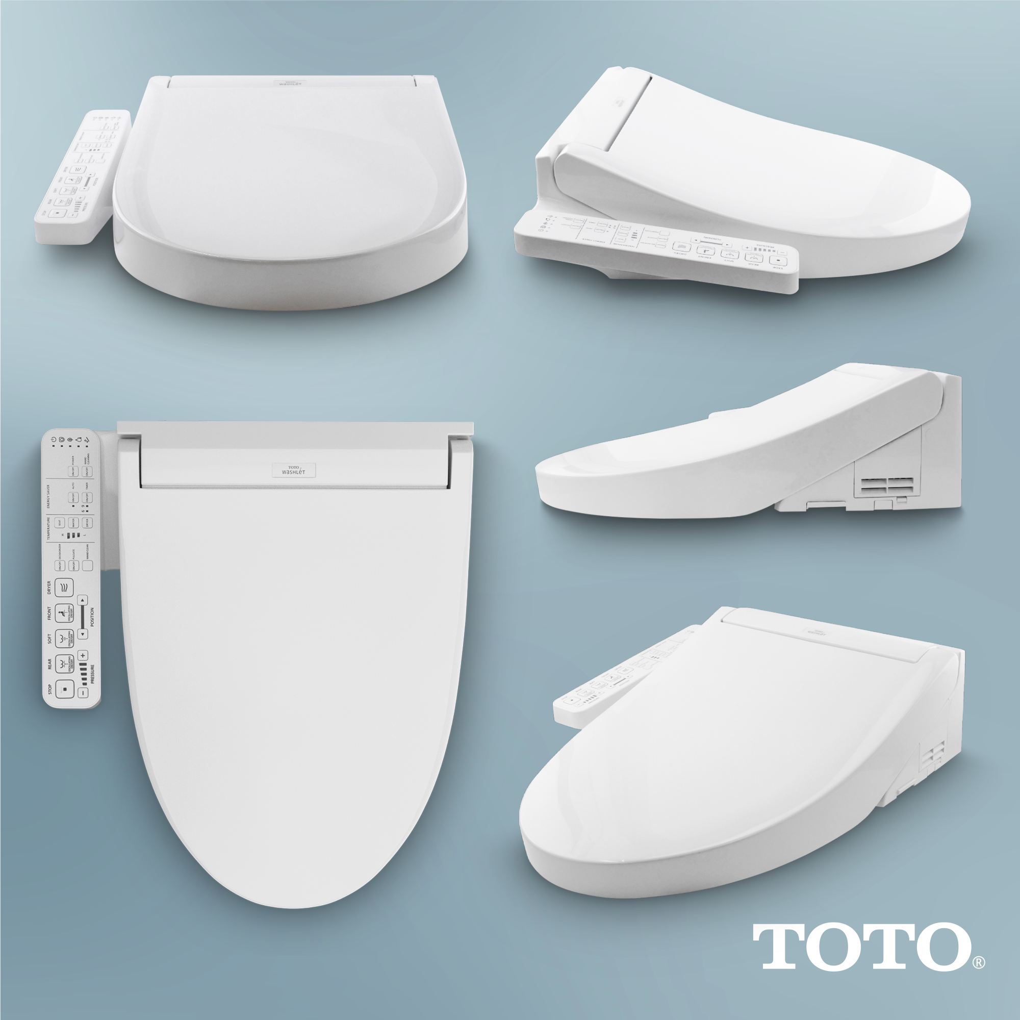 Toto C2 Bidet Seat with Attached Remote and Auto Flush Ready - Elongated in Cotton White