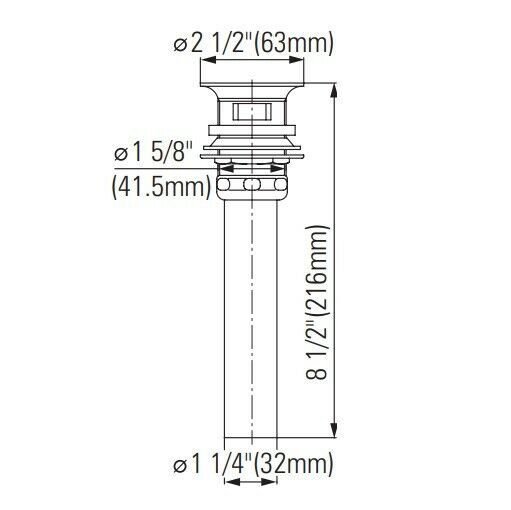 Olive bronze drain grid assembly with overflow opening, 2 1/2" top diameter, 8 1/2" length with threaded base.