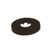 Oil rubbed bronze circular escutcheon with center opening and raised rim.