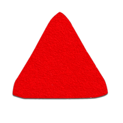Red triangular sanding pad with textured surface for detail work.