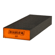 Dark gray rectangular sanding sponge with orange end labeled "DIABLO 60".