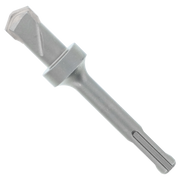 Gray SDS-Plus masonry drill bit with two cutting edges and hexagonal shank on white background.