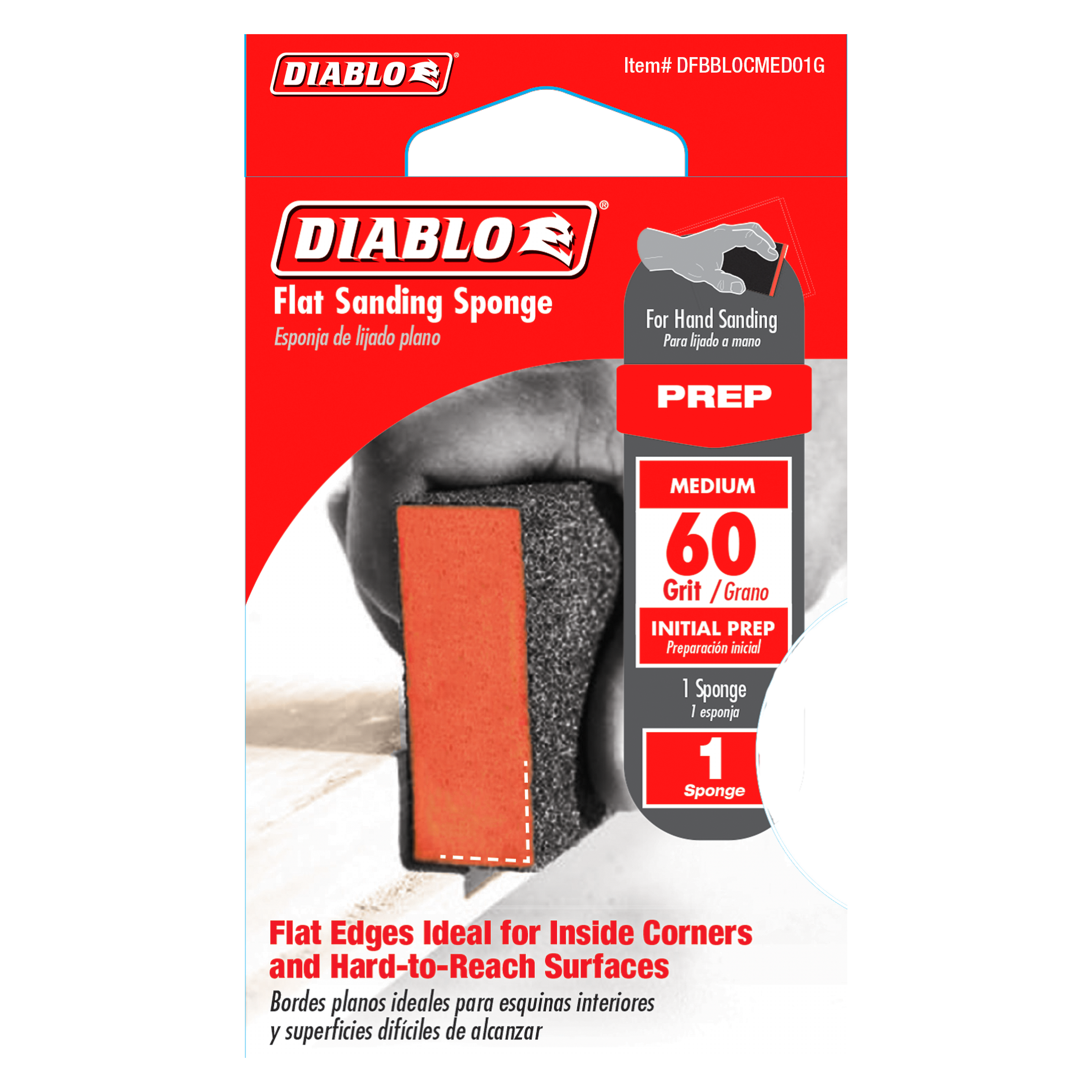 Diablo DFBBLOCMED01G Flat 60-Grit (Medium) Sanding Sponge