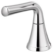 Chrome-finished faucet handle with cylindrical lever and conical base in polished metal.