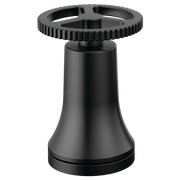 Matte black faucet handle kit with ribbed wheel-style top and bell-shaped cylindrical base.