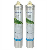 Two Pentair Everpure H-300 water filtration replacement cartridges with cream-colored tops and silver bodies.