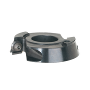 Two-piece steel door edge cutter head with 3-1/2" diameter and mounting points on sides.