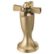Champagne bronze Roman tub filler with cross handles and pedestal base.