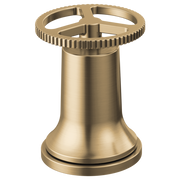 Champagne bronze faucet handle kit with ribbed wheel grip and bell-shaped base.
