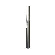 Freud 1/4" diameter O-flute straight router bit with single cutting flute and cylindrical metal shank.
