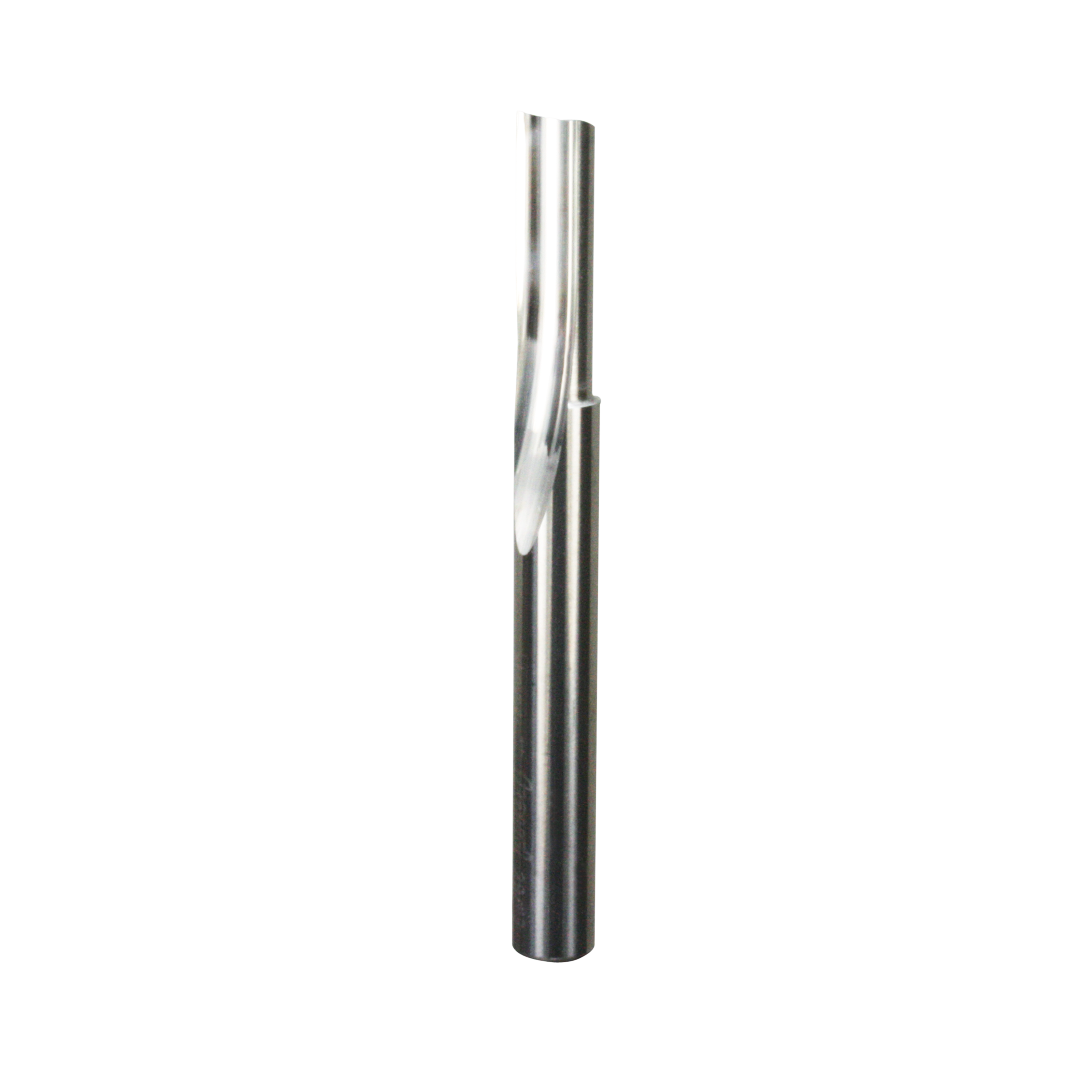 Freud 1/4" diameter O-flute straight router bit with single cutting flute and cylindrical metal shank.