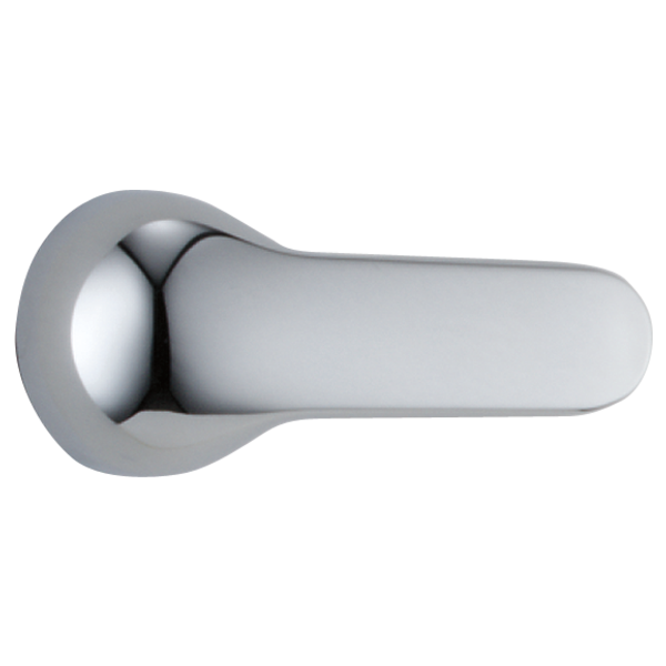 Chrome single lever handle with rounded cylindrical grip and circular escutcheon plate for tub and shower installation.