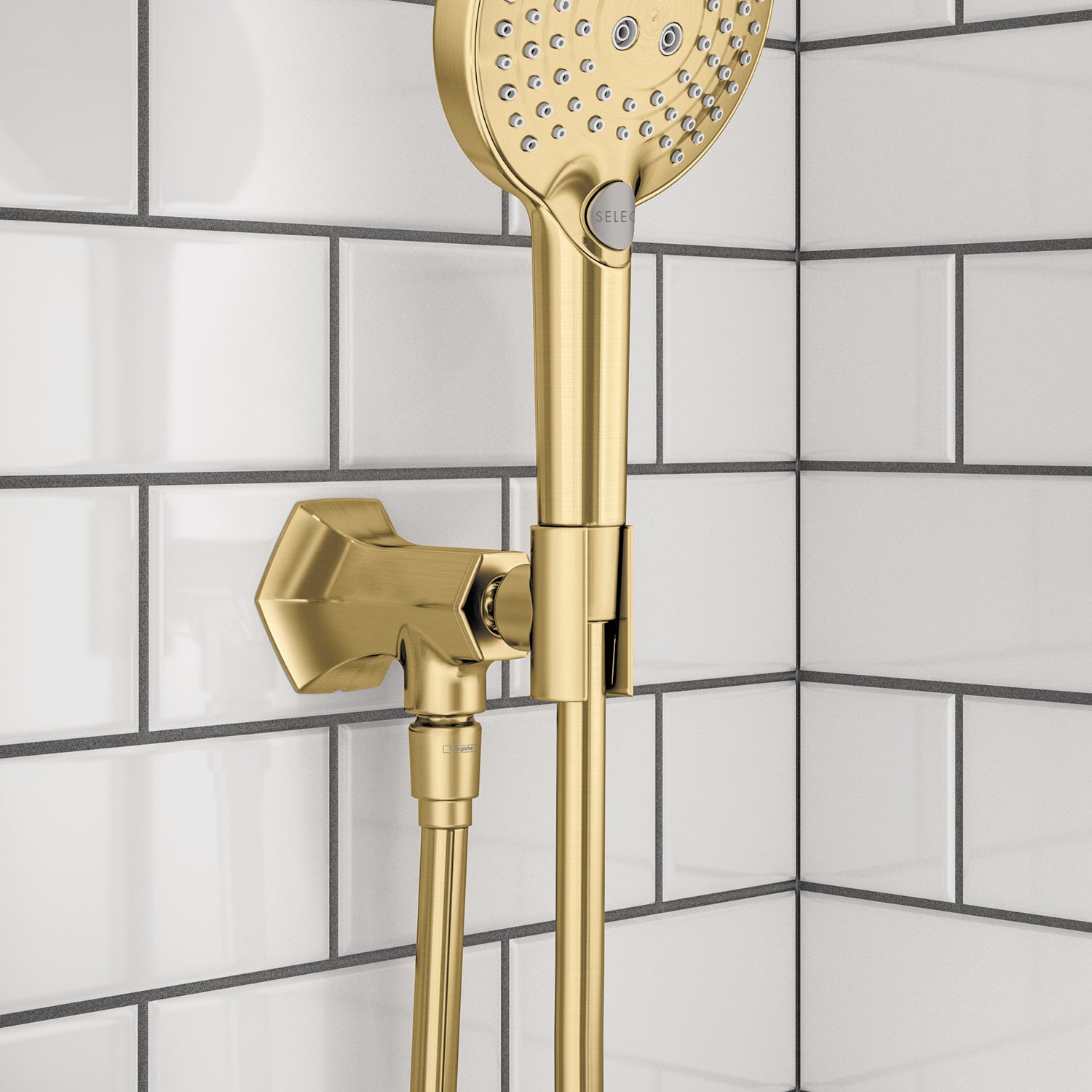 Hansgrohe 04831250 Locarno Handshower Holder with Outlet in Brushed Gold Optic