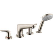 Hansgrohe 04766820 Focus 4-Hole Roman Tub Set Trim with 1.8 GPM Handshower in Brushed Nickel