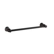 Matte black towel bar with circular wall-mounted brackets at each end.