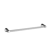 Chrome towel bar with cylindrical mounting brackets on each end, 24 inches long.